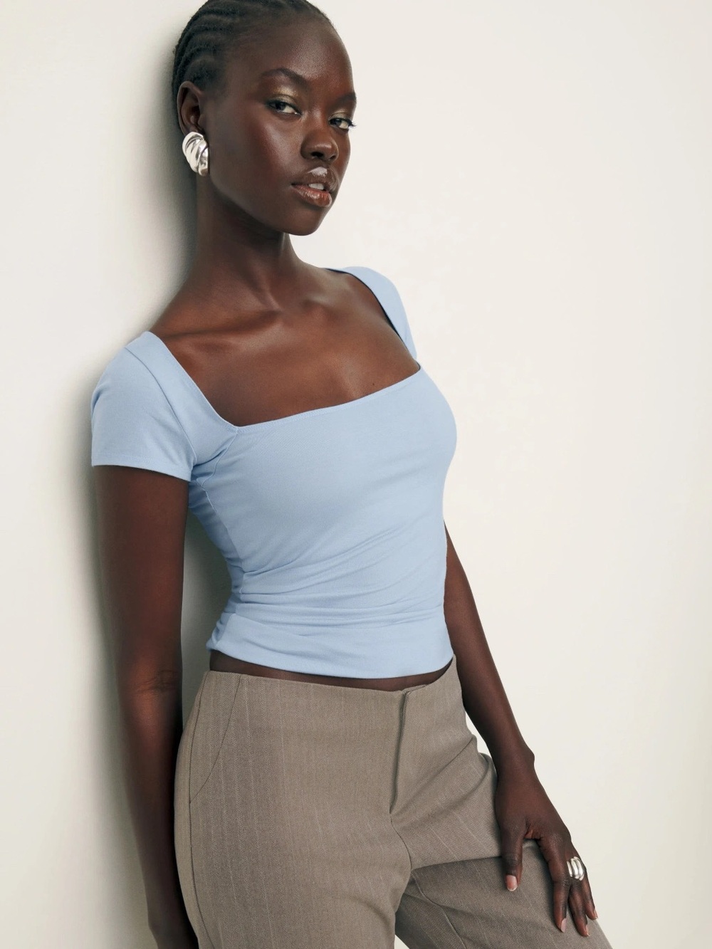 Nordstrom Elodie Blue Square Neck Top